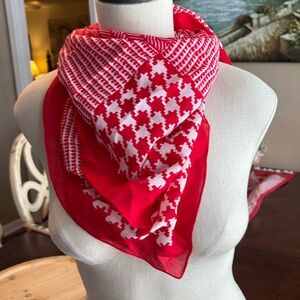 Paul Harris vintage red and white houndstooth print scarf